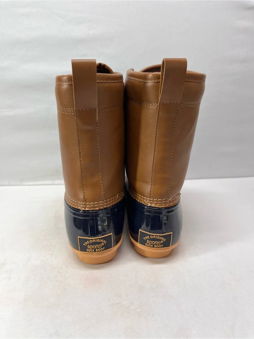 Sporto Tan and Navy Lace-Up Duck Boots
